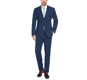 Men's Navy Slim Fit Solid Notch Lapel 2-Piece Suit