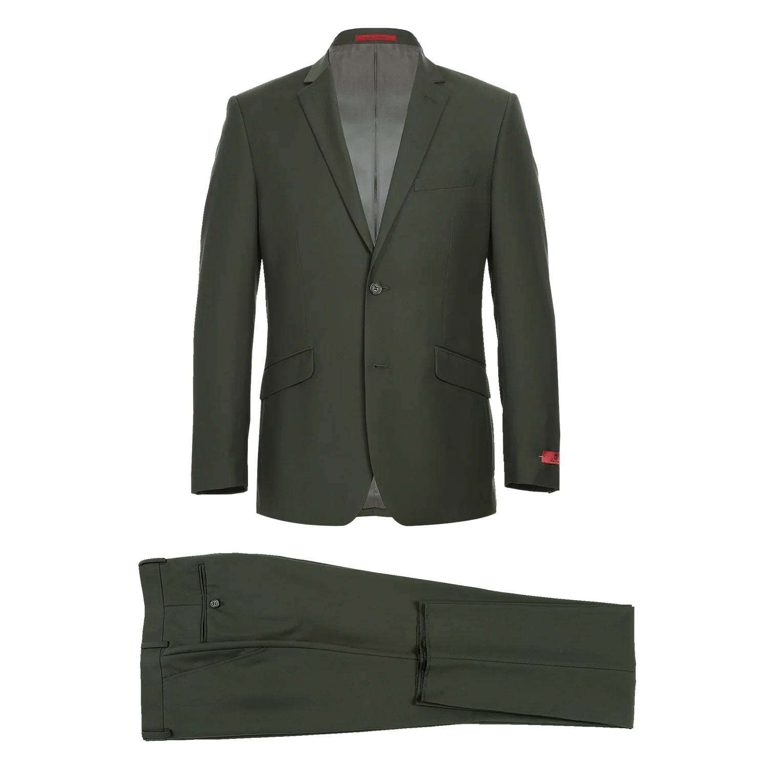 Men's Olive 2-Piece Single Breasted Notch Lapel Slim Suit
