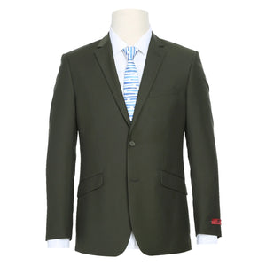 Men's Olive 2-Piece Single Breasted Notch Lapel Slim Suit